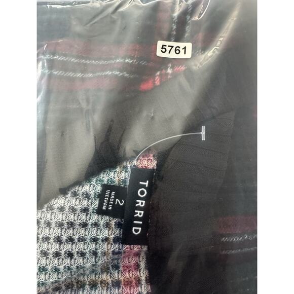 Torrid Size 2 Plaid Surplice Top Waffle Knit Holiday Drop Shoulder #5761 - Picture 16 of 16